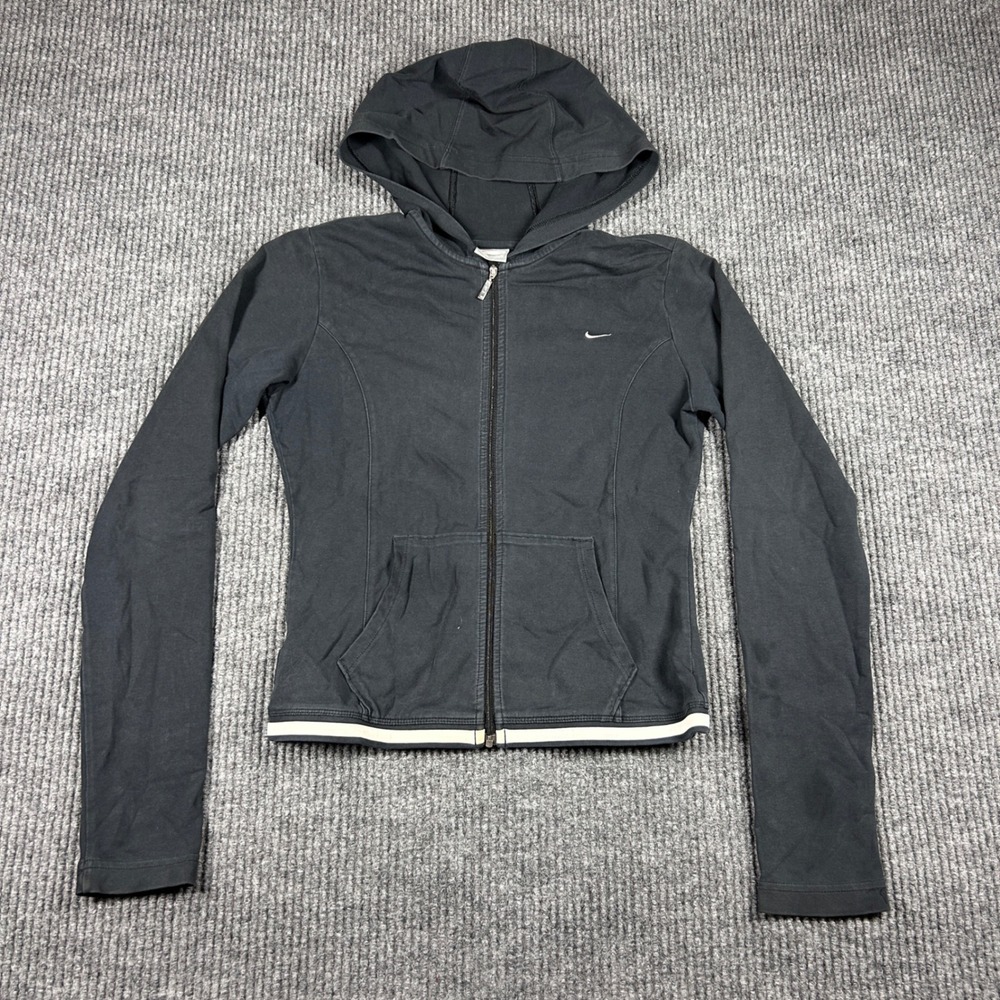 Vintage Nike Jacket Womens S Full Zip Hoodie Y2K Black Activewear Athletic